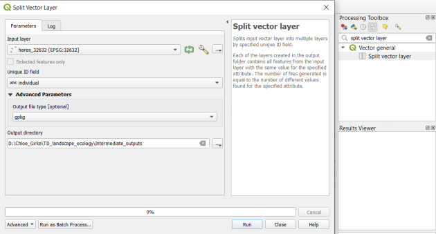 Split vector layer